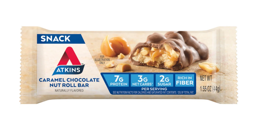 Atkins Protein Snack Bar Caramel Chocolate Nut Roll 5 pc