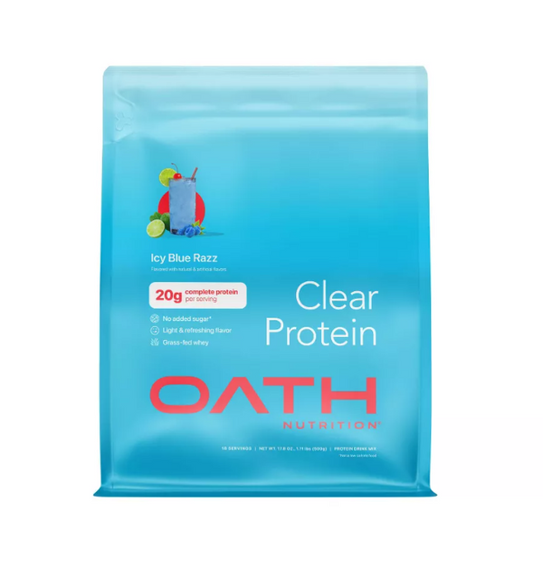Oath Nutrition Clear Protein Powder Icy Blue Raspberry 18 servings