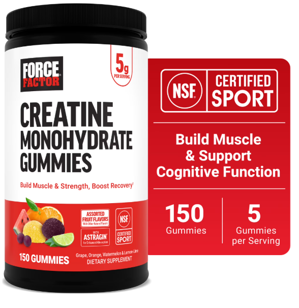 Force Factor Creatine Monohydrate Assorted Fruit Flavors Gummies 5g gummy 150 gummies