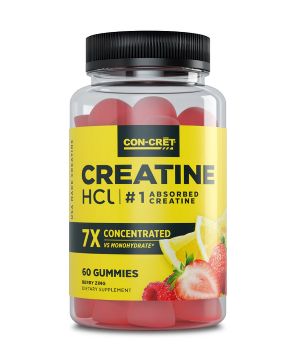 CON-CRET Creatine HCl Gummies Sour Berry Zing Flavored 60 count