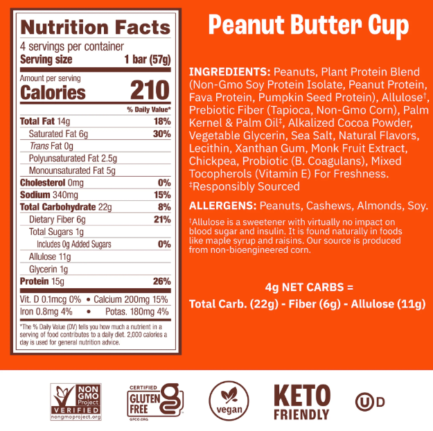 MUNK PACK Probiotic Protein Bars Peanut Butter Chocolate 4 count