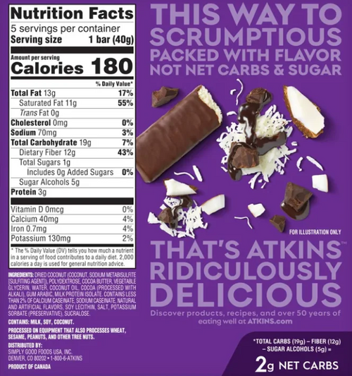 Atkins Endulge Caramel Nut Chew Bar 5 count