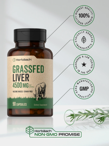 Horbaach Grass Fed Beef Liver Supplement 90 count