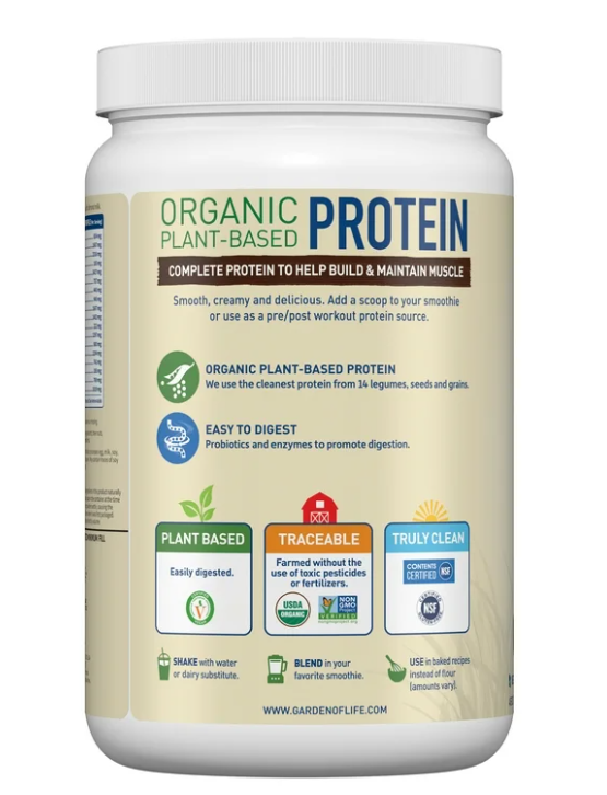 Garden of Life Organic Plant-Based Protein Powder 31.5g serving 567g