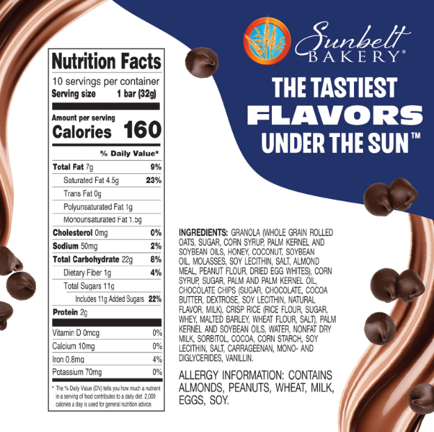 Sunbelt Bakery Chocolate Chip Chewy Granola Bars 10 count