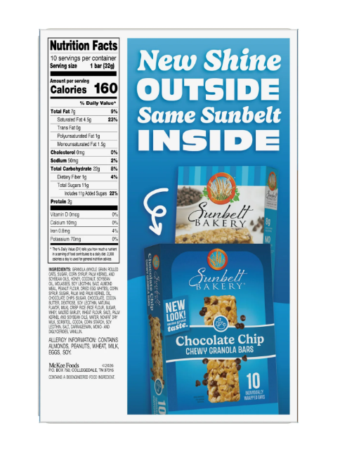Sunbelt Bakery Chocolate Chip Chewy Granola Bars 10 count