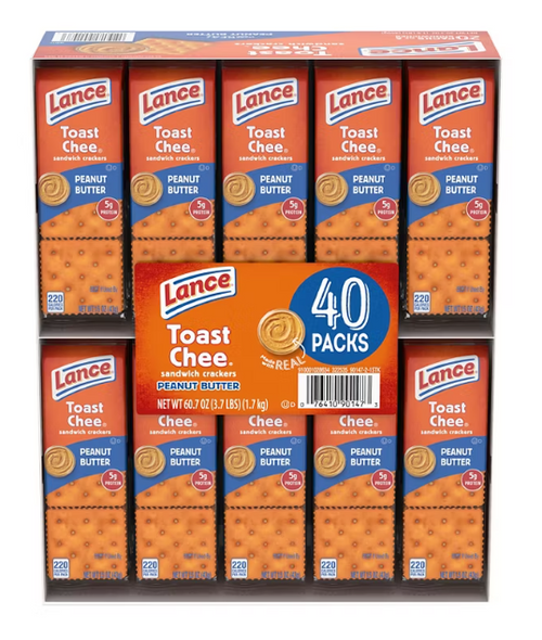 Lance ToastChee Peanut Butter Sandwich Crackers 6 pack 40 count