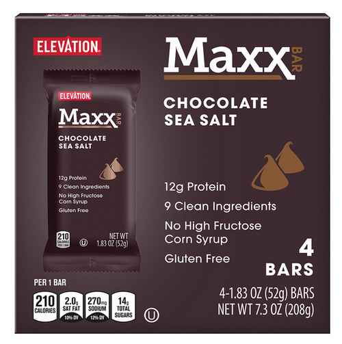 Elevation Dark Chocolate Sea Salt Maxx Bar 4 count