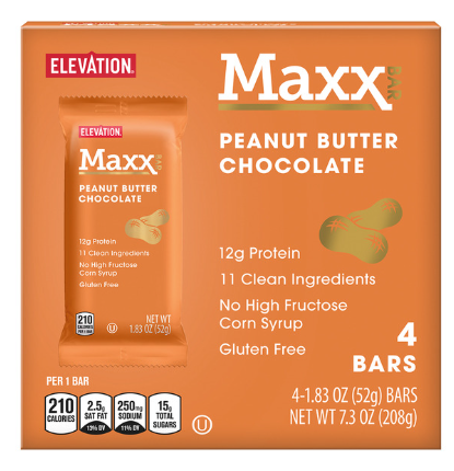 Elevation Chocolate Peanut Butter Maxx Bar 4 count