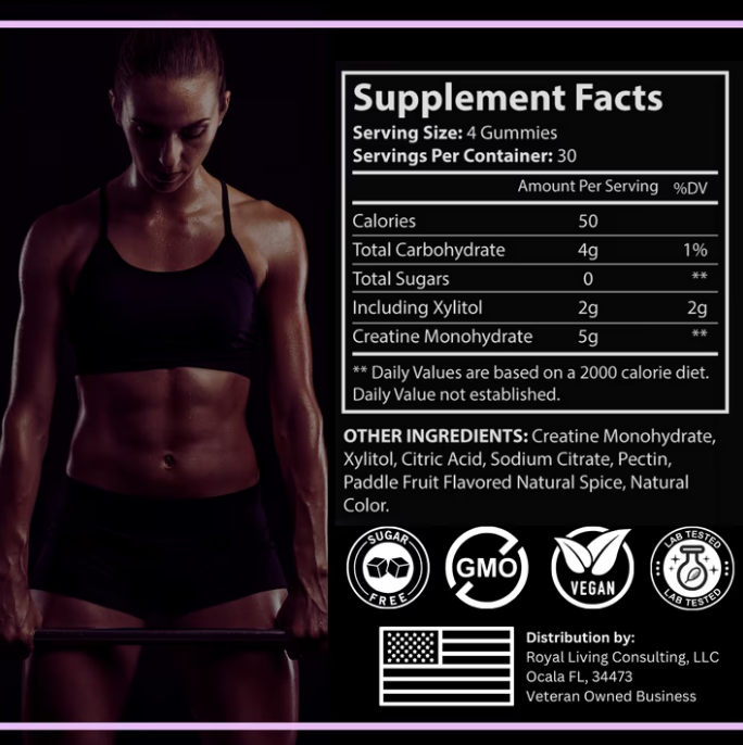 Royal Living Knight Bites Creatine Monohydrate Gummies Royal Berry Flavor 120 count