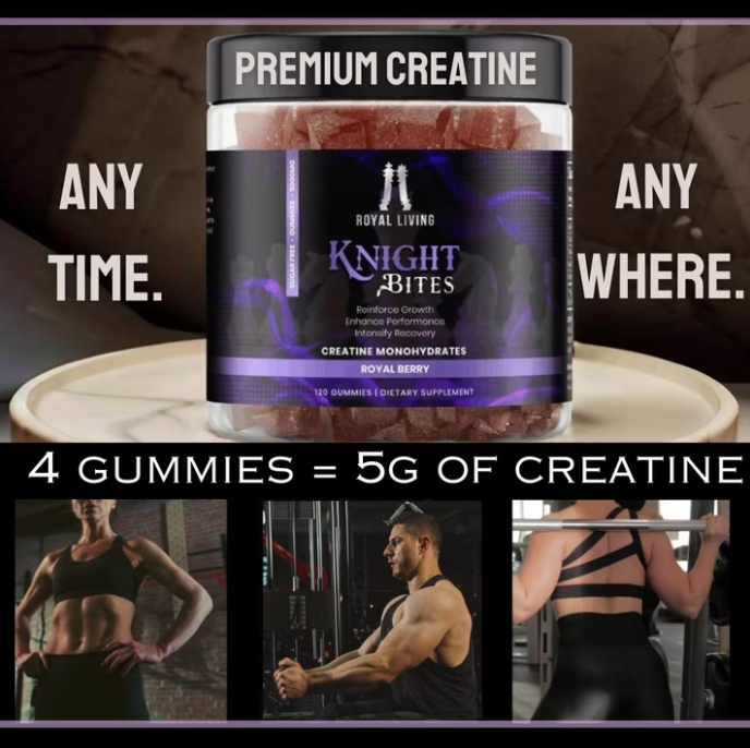Royal Living Knight Bites Creatine Monohydrate Gummies Royal Berry Flavor 120 count