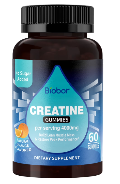 Biobor Creatine Monohydrate Gummies 4g Orange Flavor 60 count