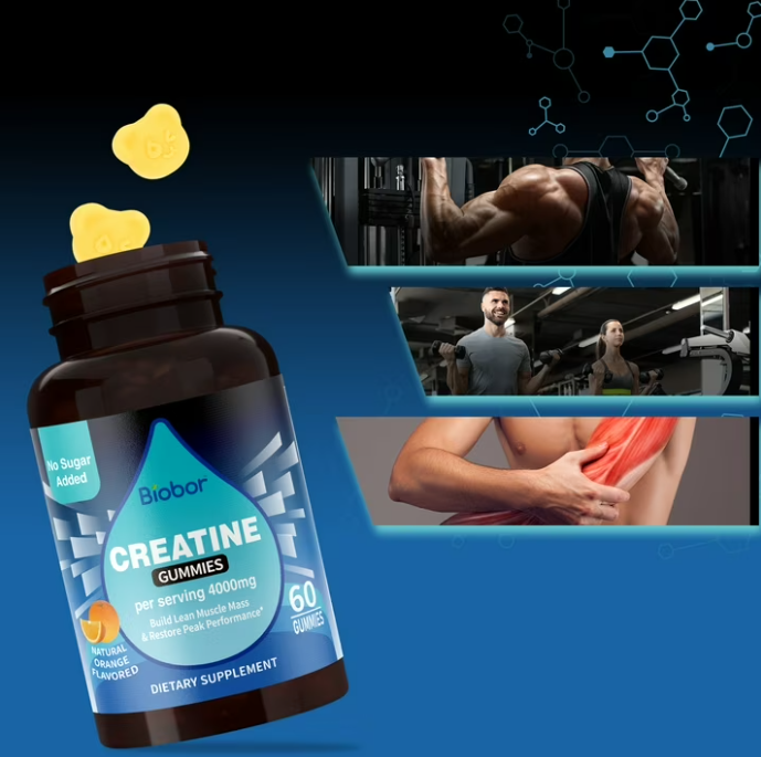 Biobor Creatine Monohydrate Gummies 4g Orange Flavor 60 count