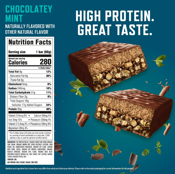 CLIF BUILDERS Protein Chocolate Mint Flavor 6 pack