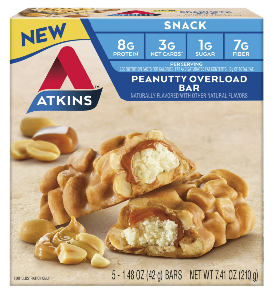 Atkins Protein Snack Bar Caramel Chocolate Nut Roll 5 pc