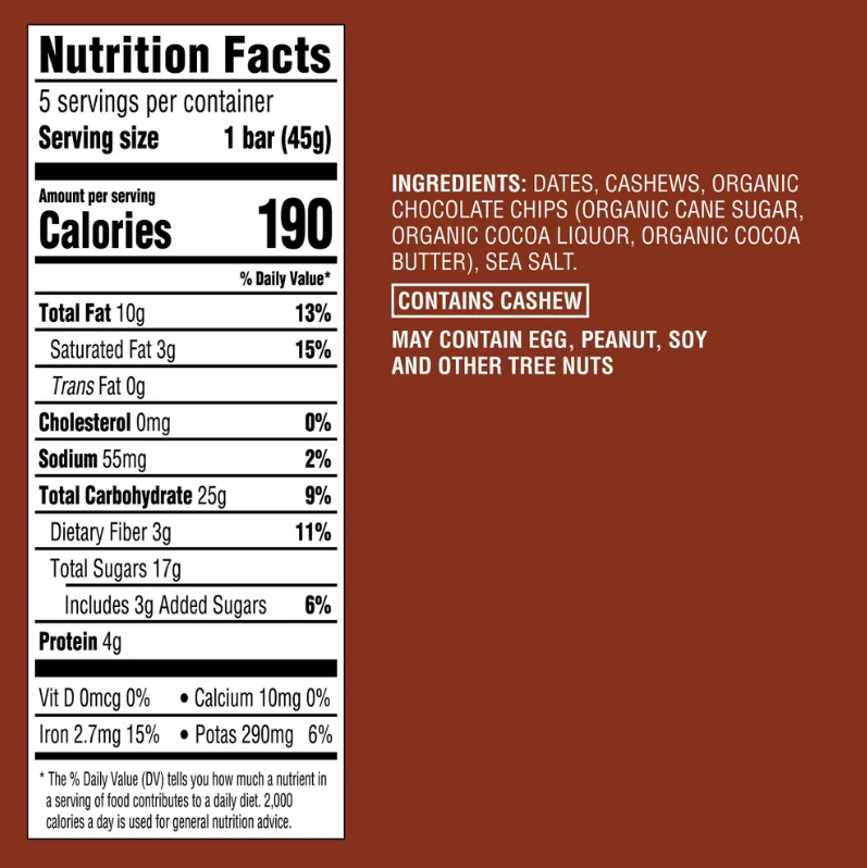 Good & Gather Chocolate Chip Cookie Dough Nutrition Bar 5 pc