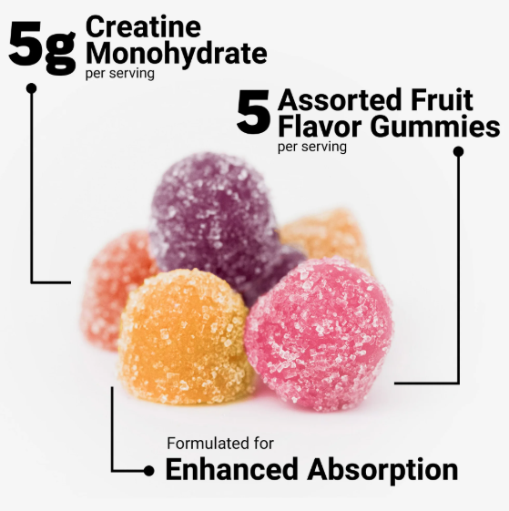 Force Factor Creatine Monohydrate Assorted Fruit Flavors Gummies 5g gummy 150 gummies