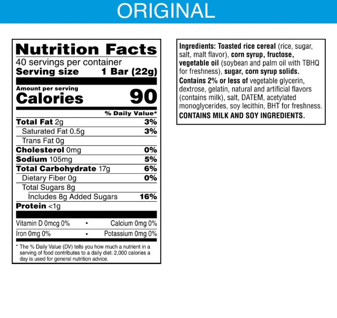 Rice Krispies Treats Original Chewy Crispy Marshmallow Squares 40 pack