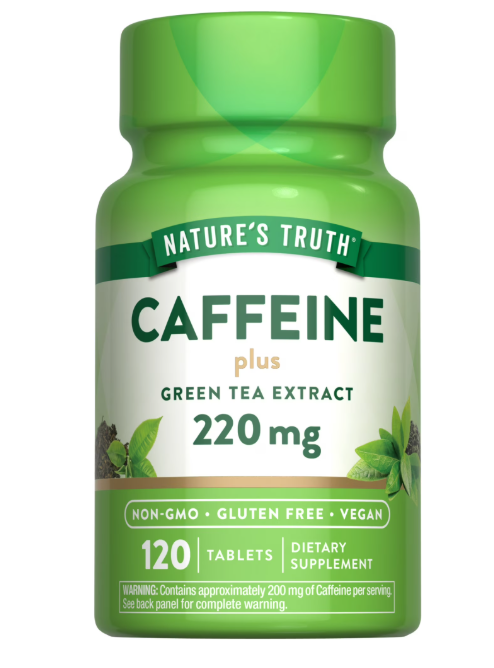 Caffeine Pills 220mg with Green Tea Extract 120 count