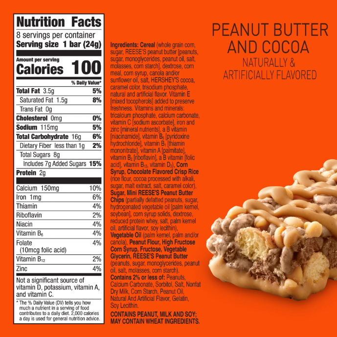 REESE'S Puffs Cereal Treat Bars 8 count