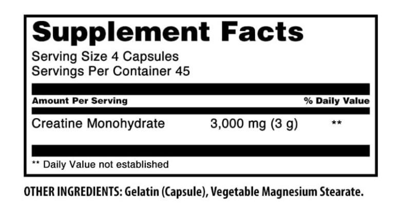 Amazing Formulas Creatine Monohydrate 3g serving 180 count