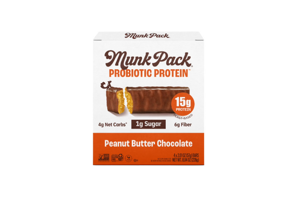 MUNK PACK Probiotic Protein Bars Peanut Butter Chocolate 4 count